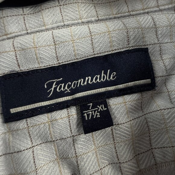 Faconnable All Cotton USA XL Check Gray Pocket Long Sleeve Shirt Men Button Up - Picture 11 of 14